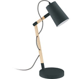 Modern Elegance: Black and Wood Desk Lamp from the Torona Collection
