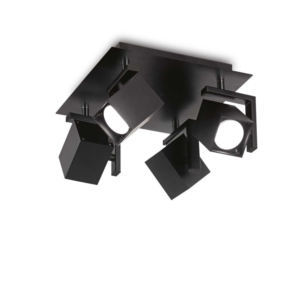 Black Quad-Bulb Mouse Flush Light Fixture