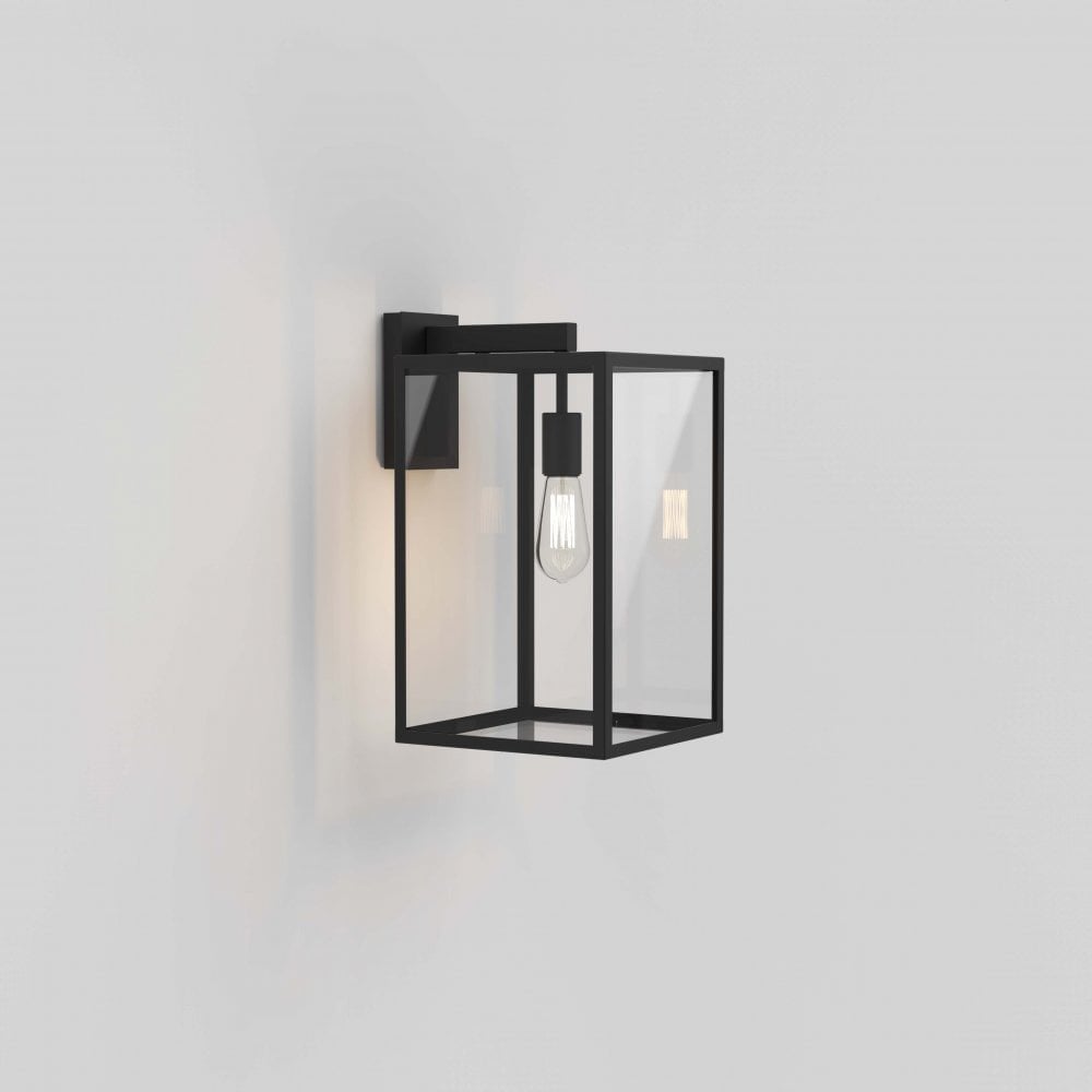 Sleek Box Lantern 450 Textured Black Outdoor Wall Light