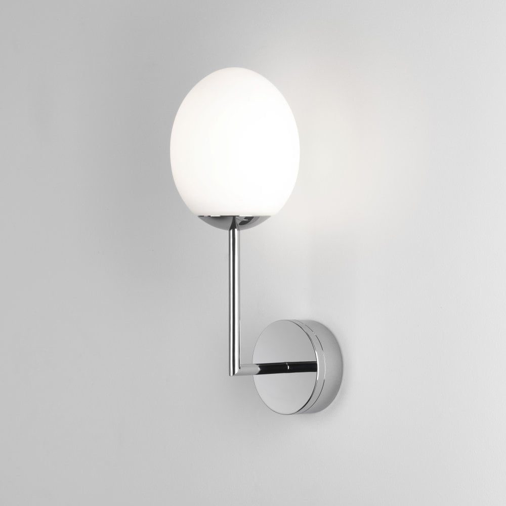Kiwi LED Wall Light in Polished Chrome with Opal Glass Shade