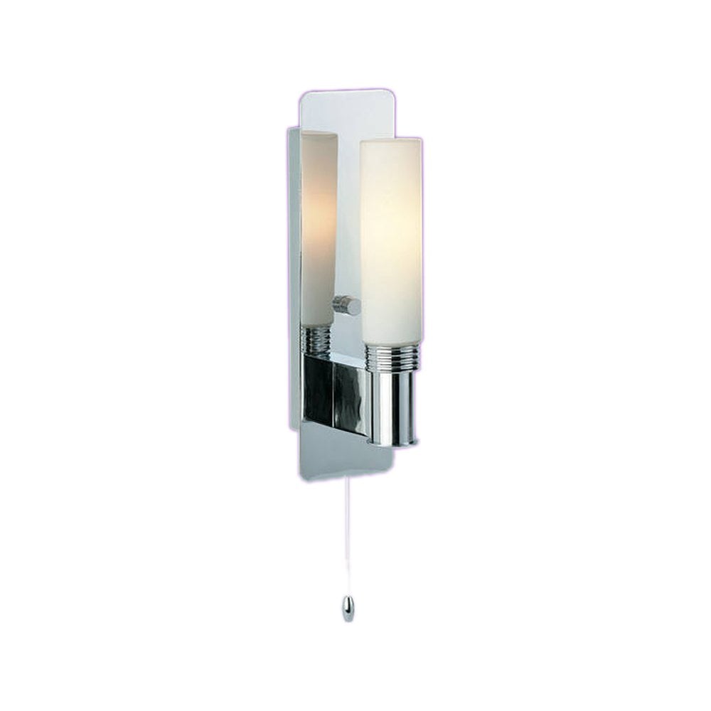 Sleek Chrome and Opal Glass Wall Sconce Light
