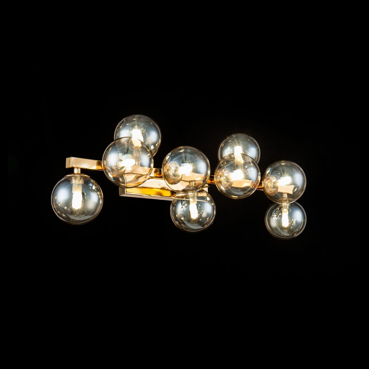 Gleaming Gold Dallas Wall Lamp with Glass Shades - 9 x 28W