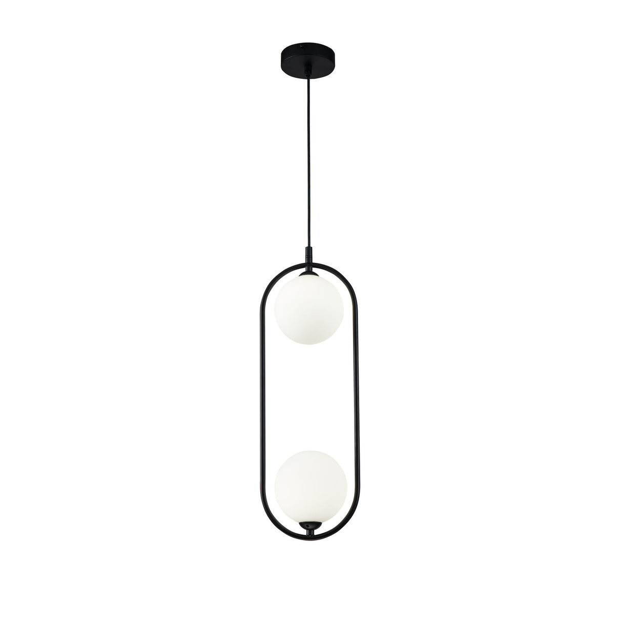 Sleek Black Metal Pendant Lamp with Dual G9 Glass Shades