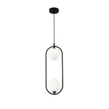 Sleek Black Metal Pendant Lamp with Dual G9 Glass Shades