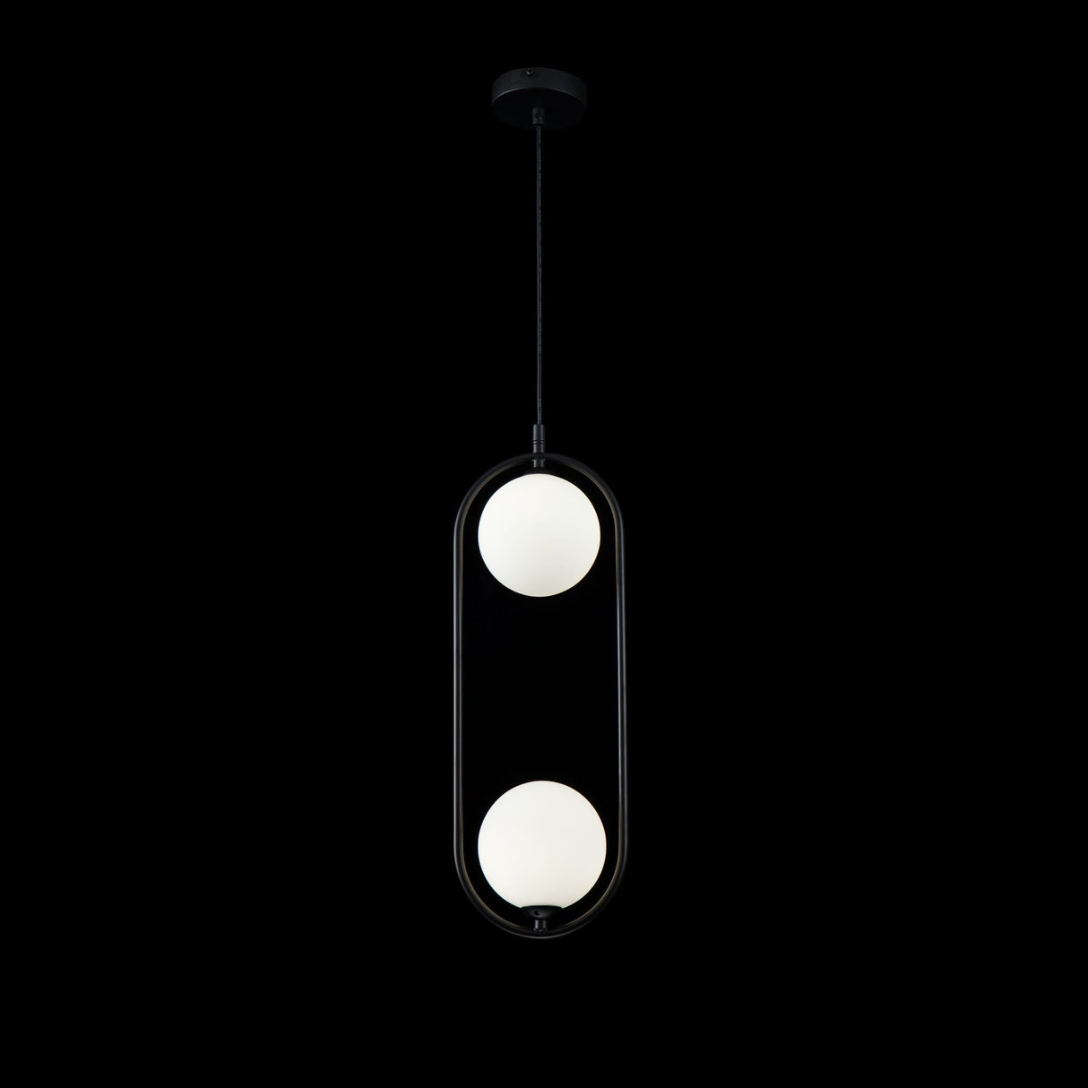 Sleek Black Metal Pendant Lamp with Dual G9 Glass Shades