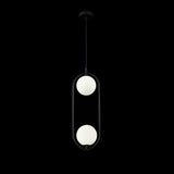 Sleek Black Metal Pendant Lamp with Dual G9 Glass Shades