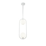 Elegant White Ring Pendant Lamp with Glass Shade and Metal Frame
