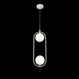 Elegant White Ring Pendant Lamp with Glass Shade and Metal Frame