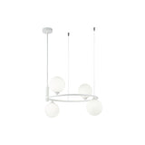 Elegant White Metal and Glass Pendant Light - 4 G9 Bulbs, Adjustable Height