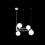 Elegant White Metal and Glass Pendant Light - 4 G9 Bulbs, Adjustable Height