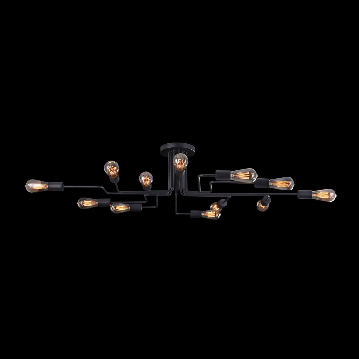 Gilbert Matte Black Metal Ceiling Fixture - 12 x 60W E27 Bulb Capacity