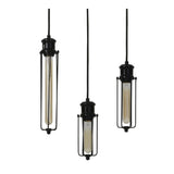 Dagmar 9-Light Rectangle Pendant Lamp in Black - 140x14x120cm