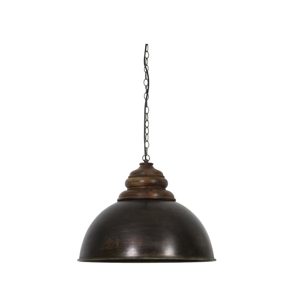 Elegant Leia Pendant Light with Black Zinc Finish and Brown Mango Wood Accent