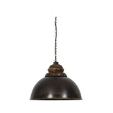 Elegant Leia Pendant Light with Black Zinc Finish and Brown Mango Wood Accent