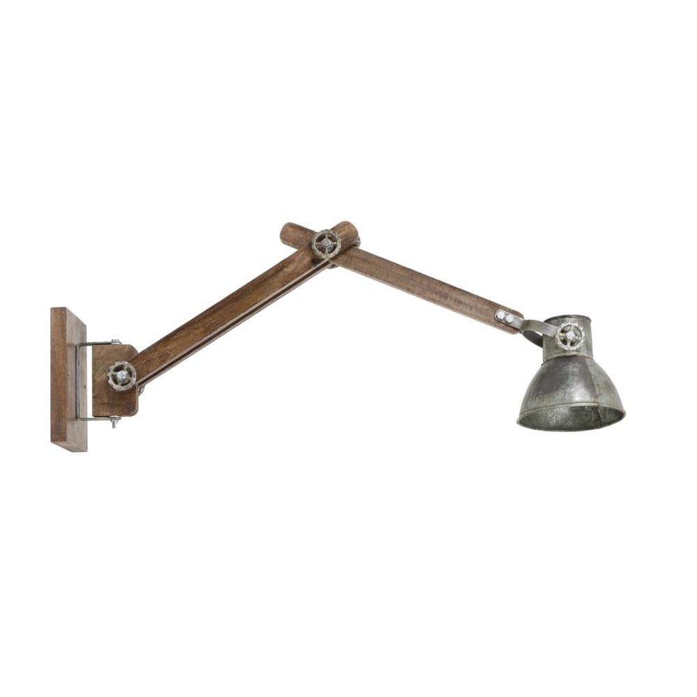 Vintage Industrial Wall-Mounted Desk Lamp in Silver and Wood - 58x18x55cm