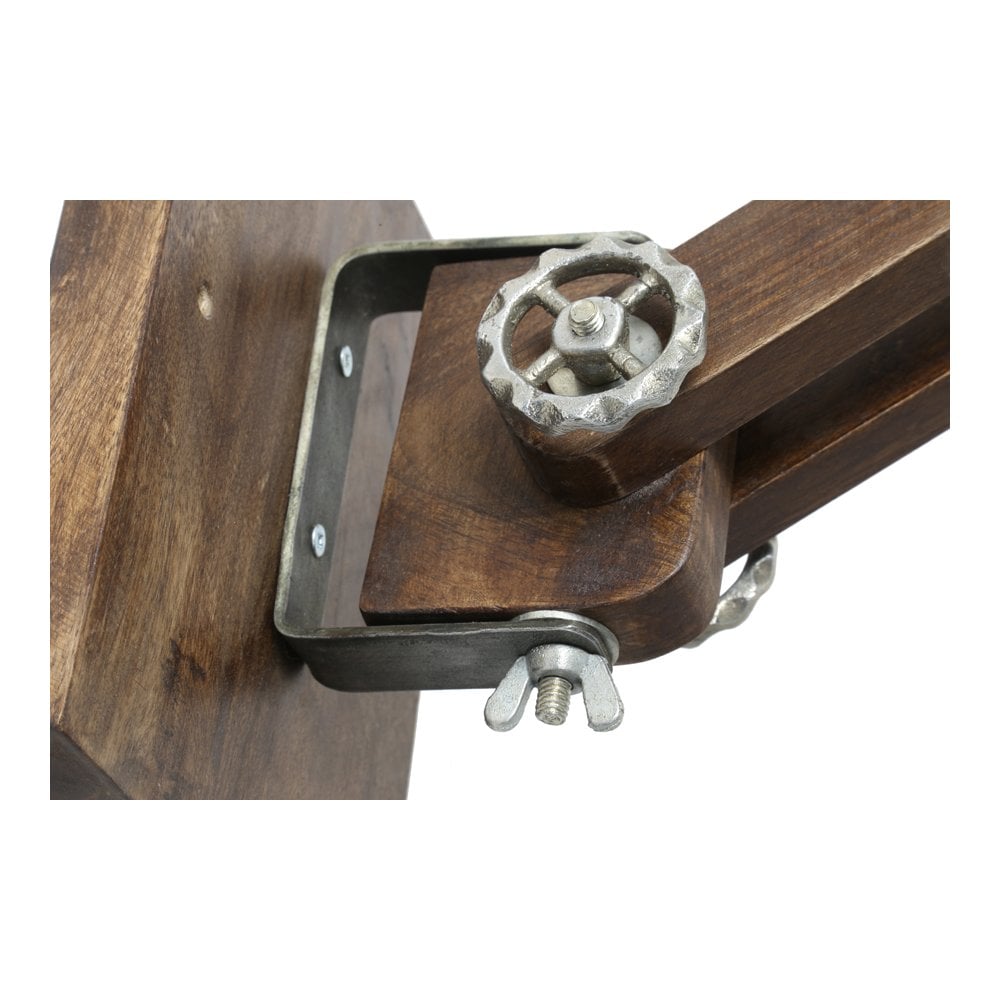 Vintage Industrial Wall-Mounted Desk Lamp in Silver and Wood - 58x18x55cm