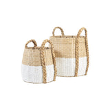 Natural and White Woven Basket Duo - 40cm & 50cm
