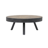 Rustic Mauco Round Coffee Table in Weathered Wood Finish - Antique Grey (74x31cm)