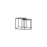 Set of 2 Rustic Square Metal Side Tables in Black - Dimensions 40x40x45cm and 45x45x50cm