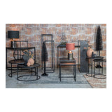 Set of 2 Rustic Square Metal Side Tables in Black - Dimensions 40x40x45cm and 45x45x50cm