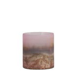 Elegant Pink Copper Glass Tealight Holder - Valerio 10x11cm