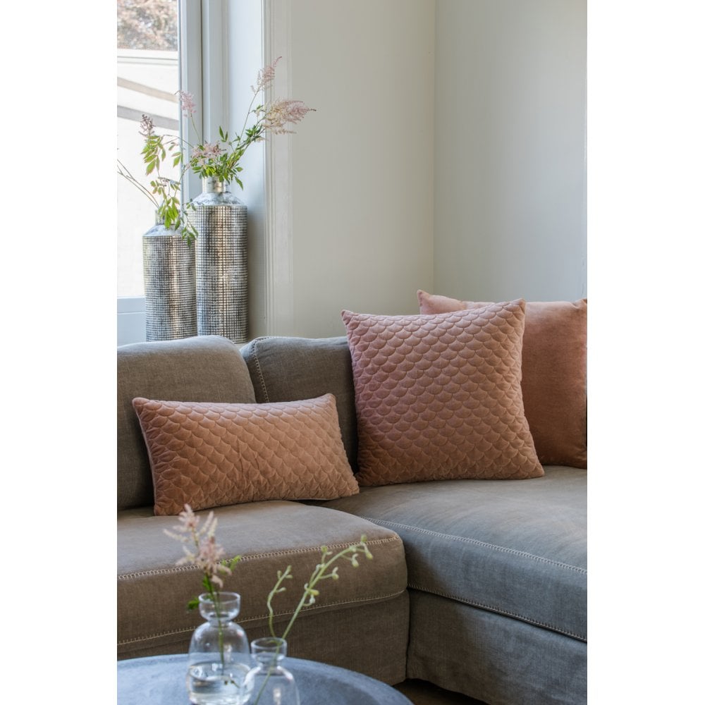 Salmon Pink Velvet Khios Cushion 50x50cm