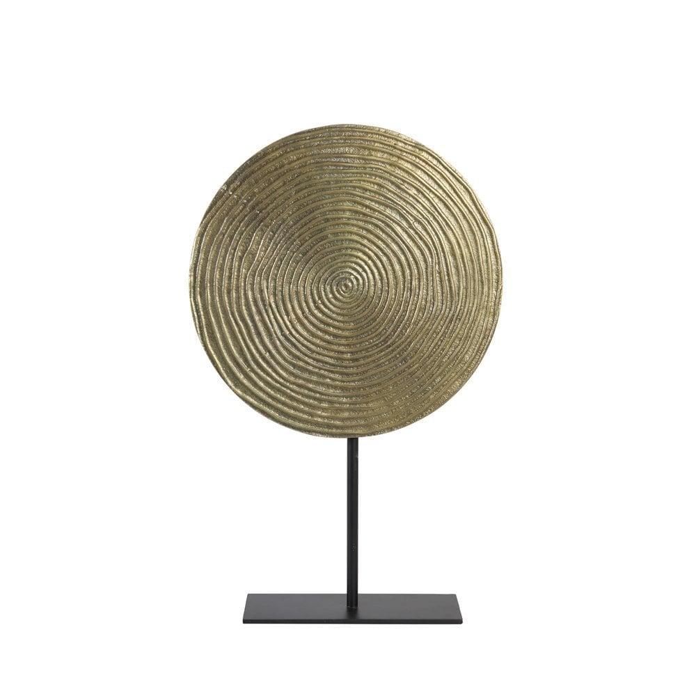 Bronze Circle Ornament on Stand - 35x56cm Antique Finish