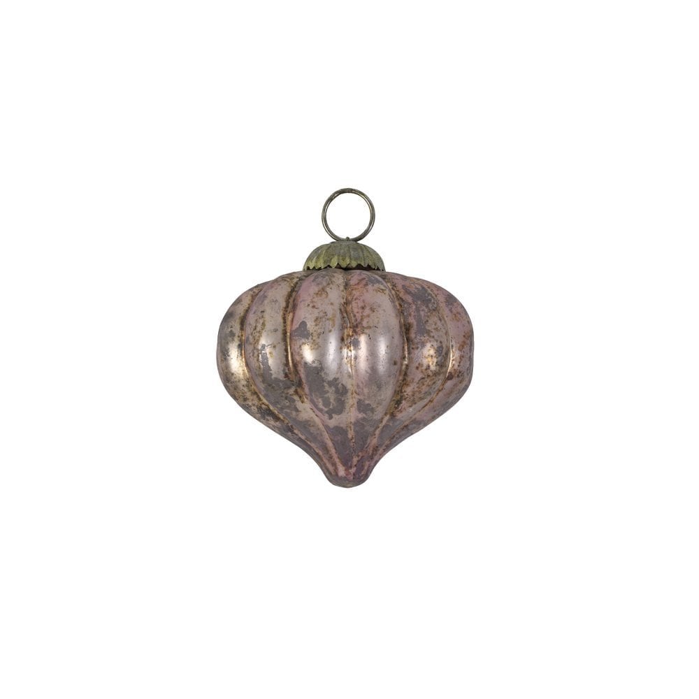Festive 9cm Pumpkin Glass Ornament in Rich Eggplant Hue