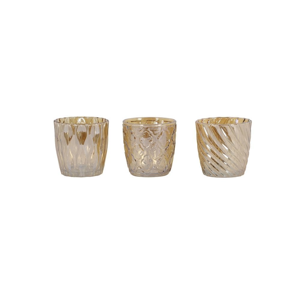 Amber Glow Tealight Trio Set 9x9cm - Vedene Collection