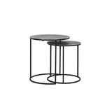 Antique Lead Textured Rengo Side Tables - Set of 2 (Round, Metal Finish)