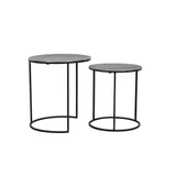 Antique Lead Textured Rengo Side Tables - Set of 2 (Round, Metal Finish)