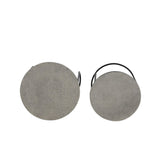 Antique Lead Textured Rengo Side Tables - Set of 2 (Round, Metal Finish)