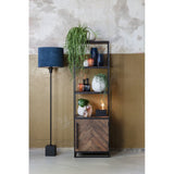 Chisa Wooden Metal Cabinet with Open Shelving - Brown/Black 55x40x180cm