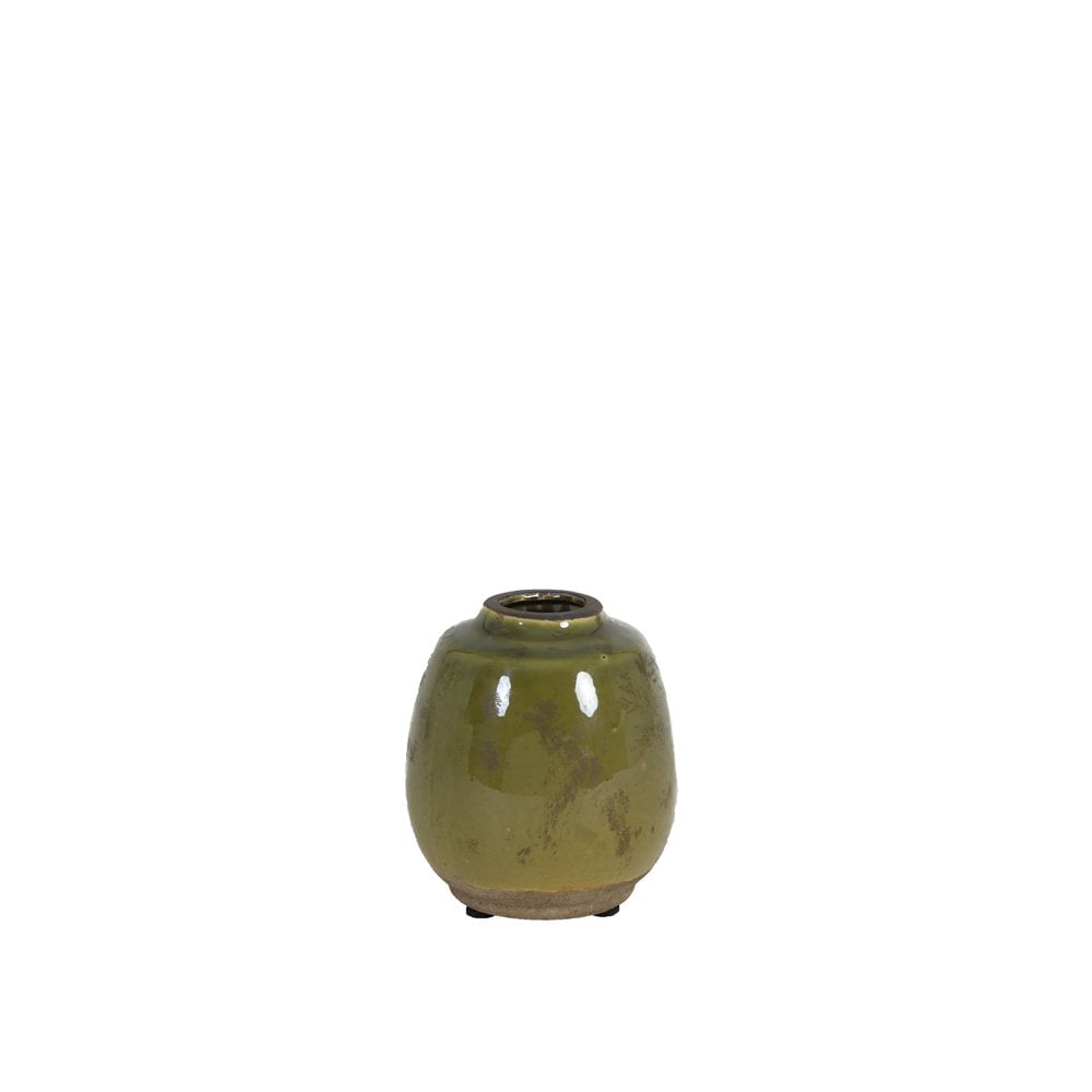 Elegant Sinabung Green Ceramic Vase 13x14cm - Home Décor Statement Piece