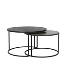 Round Nesting Coffee Table Duo in Raw Lead and Antique Finish