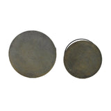 Antique Bronze Round Coffee Table Set with Rengo Texture - Set of 2 (61x37cm and 76x41cm)