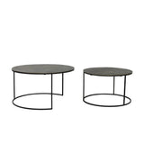 Antique Bronze Round Coffee Table Set with Rengo Texture - Set of 2 (61x37cm and 76x41cm)