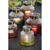 Terra Gold Glass Hurricane Candle Holder - 19x20cm Decor Piece