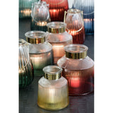 Terra Gold Glass Hurricane Candle Holder - 19x20cm Decor Piece