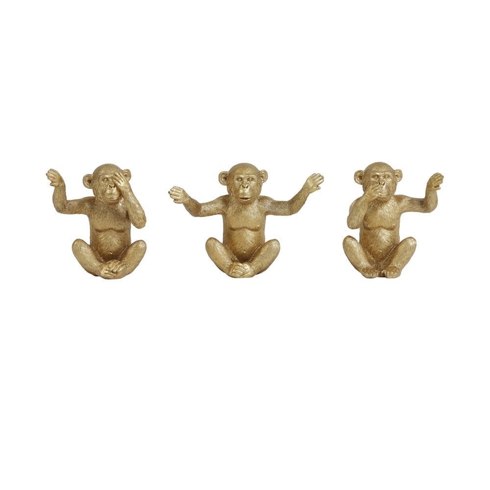 Golden Trio: Set of Three Monkey Ornaments