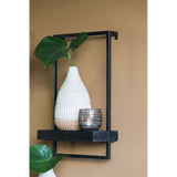 Maddison Black Rectangle Wooden Wall Shelf 30x15x50cm