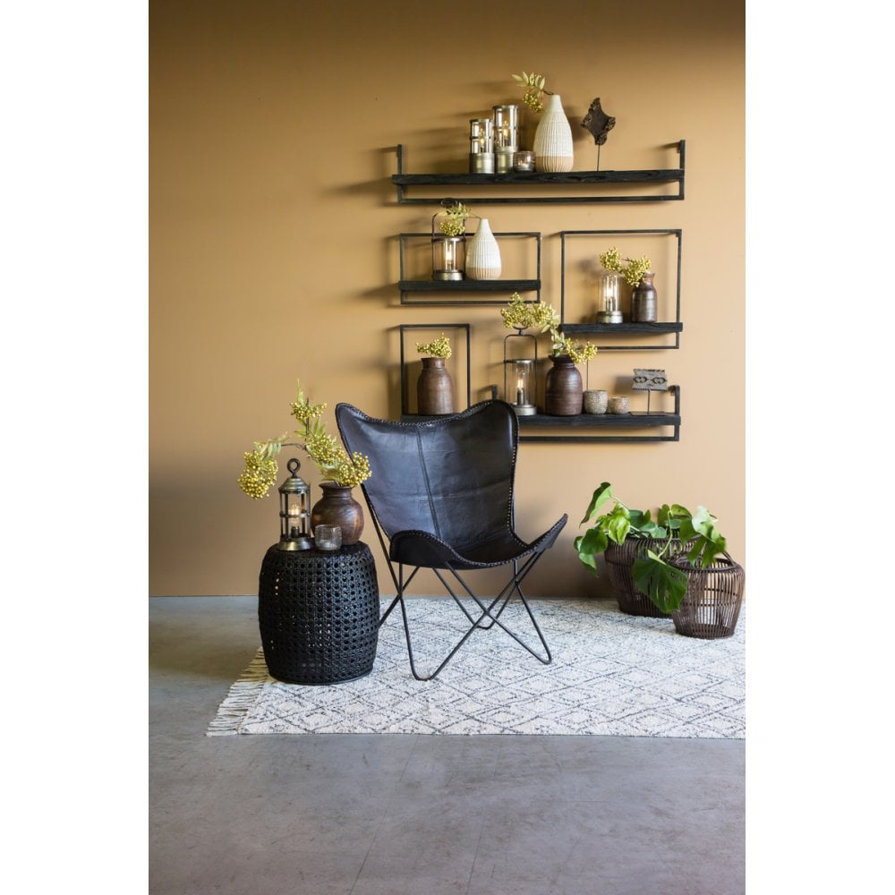 Maddison Black Rectangle Wooden Wall Shelf 30x15x50cm