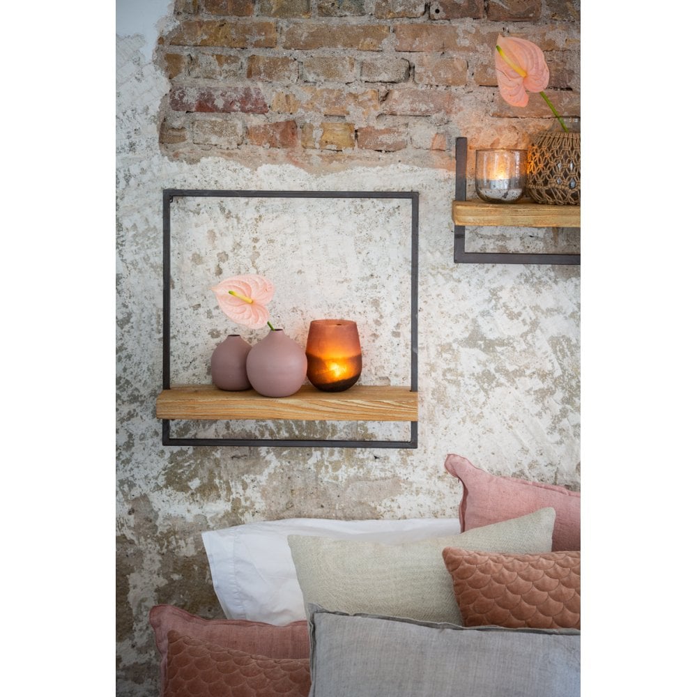 Natural Wood Rectangle Wall Shelf (50x15x50cm) - Maddison Collection