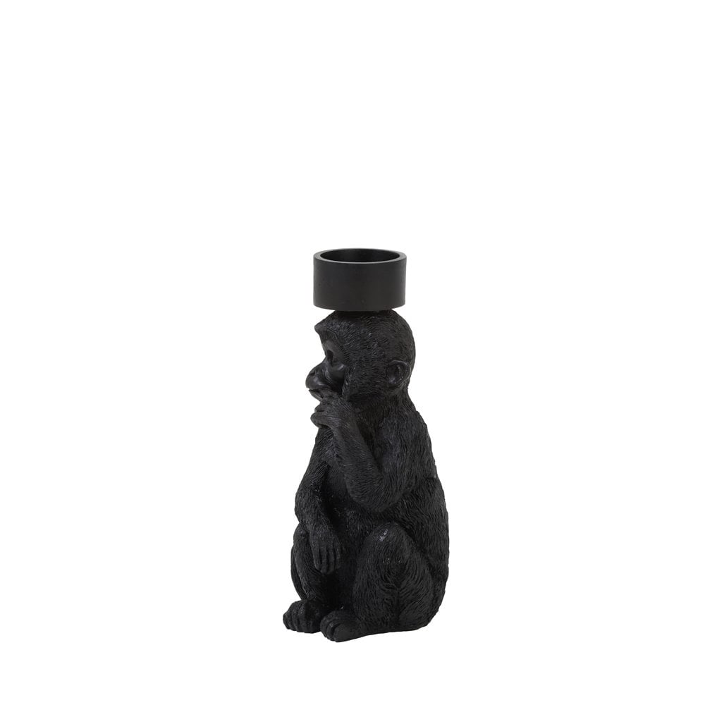 Elegant Black Monkey Tealight Holder - 21cm Home Decor