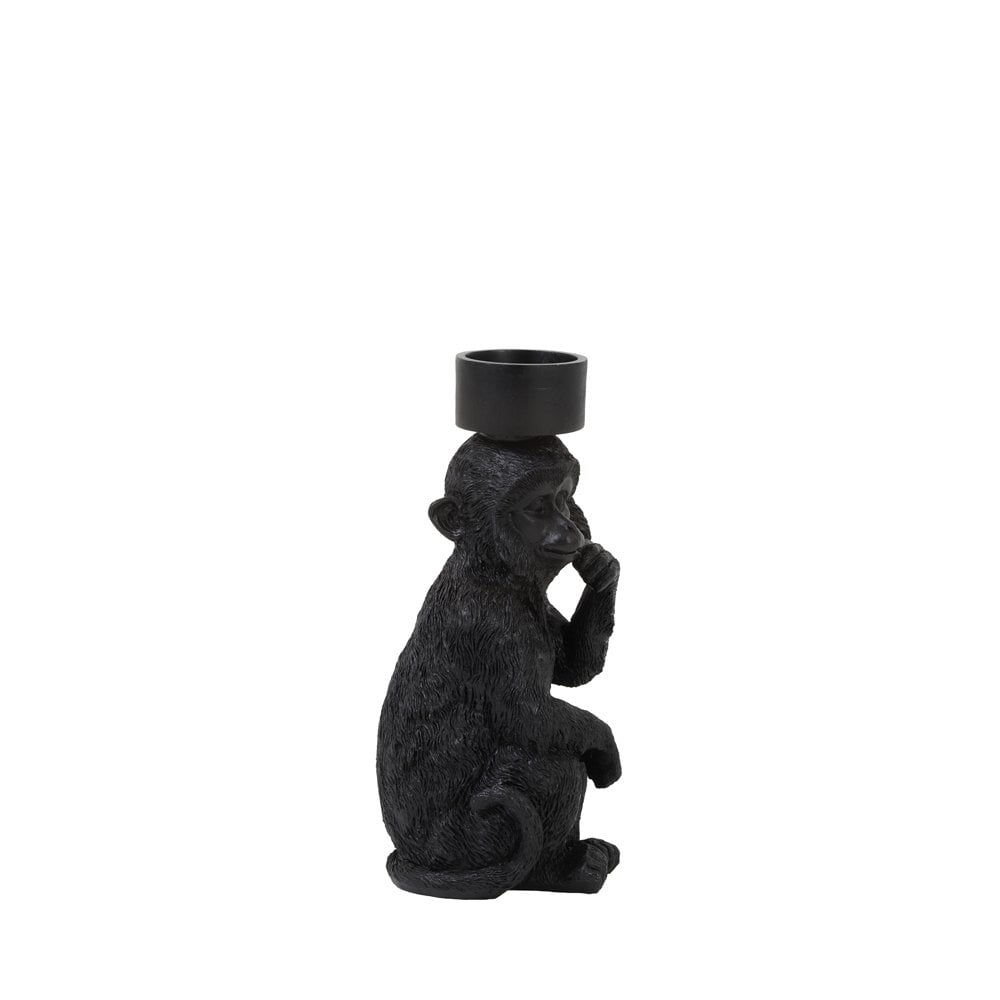 Elegant Black Monkey Tealight Holder - 21cm Home Decor