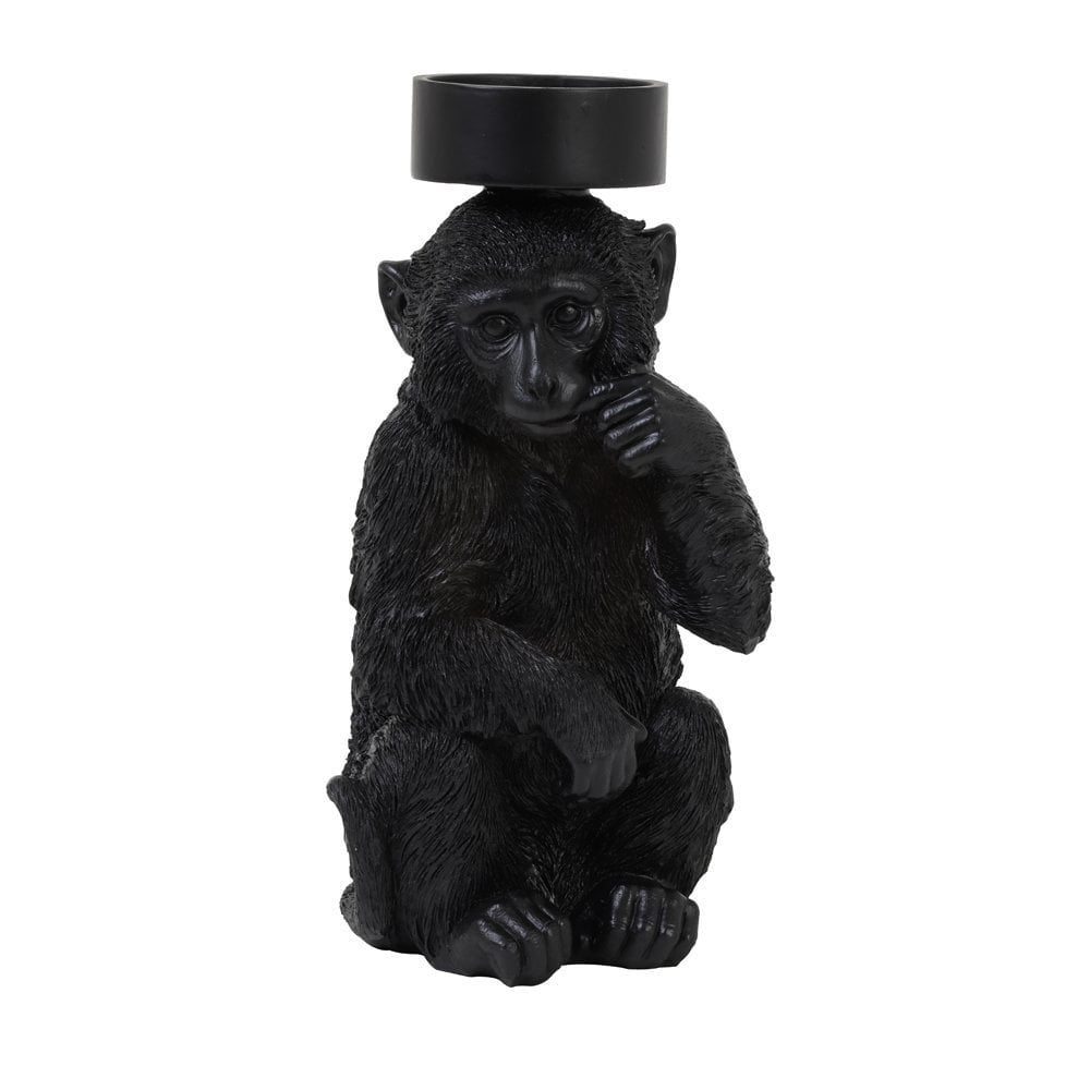 Elegant Primate Candle Holder - Bold Matte Black Decor Piece