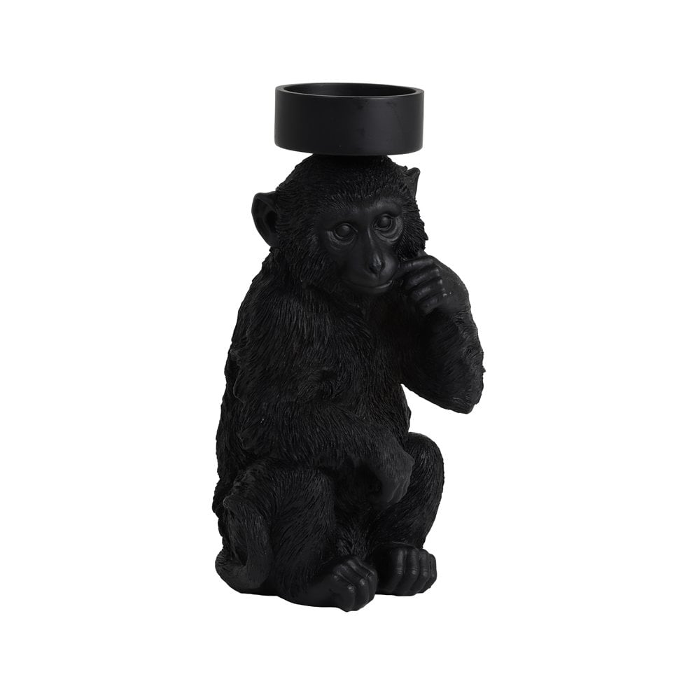 Elegant Primate Candle Holder - Bold Matte Black Decor Piece