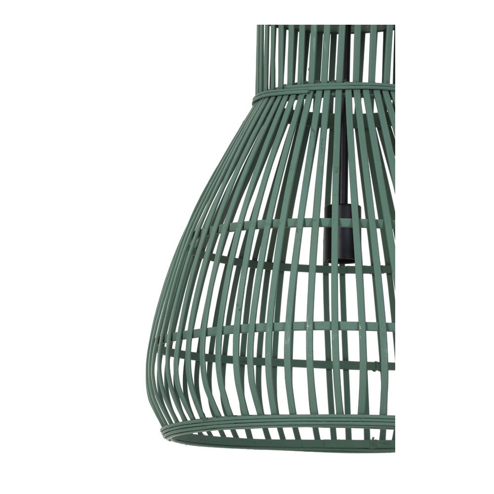 Elegant Green Rattan Pendant Lamp (46x51cm)