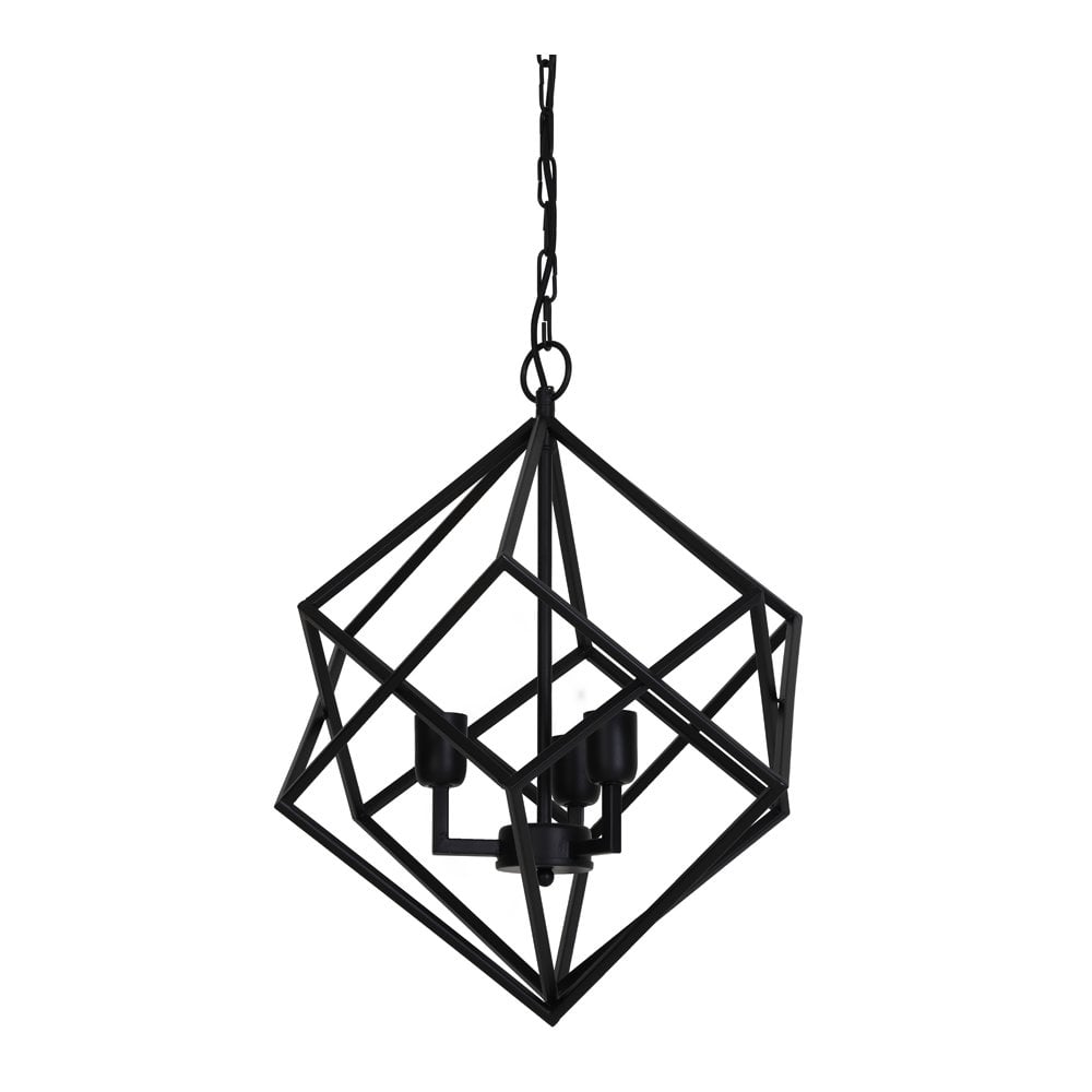 Elegant Black Iron Pendant Light with 3 Bulbs - Drizella Collection, 46x56cm