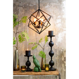 Elegant Black Iron Pendant Light with 3 Bulbs - Drizella Collection, 46x56cm